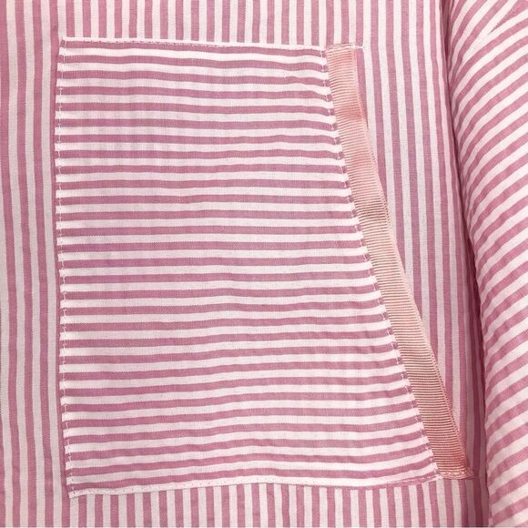 Bislife Pink White Candy Stripe Button Up Drawstring Tunic Top, Mini Dress NEW - Picture 6 of 16